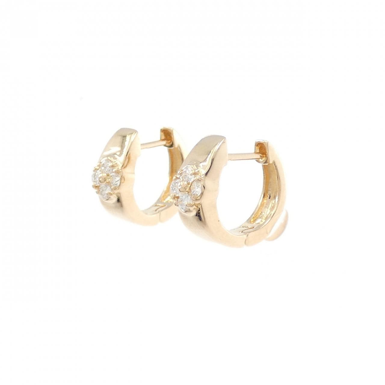 K18PG 花形鑽石耳環 0.16CT