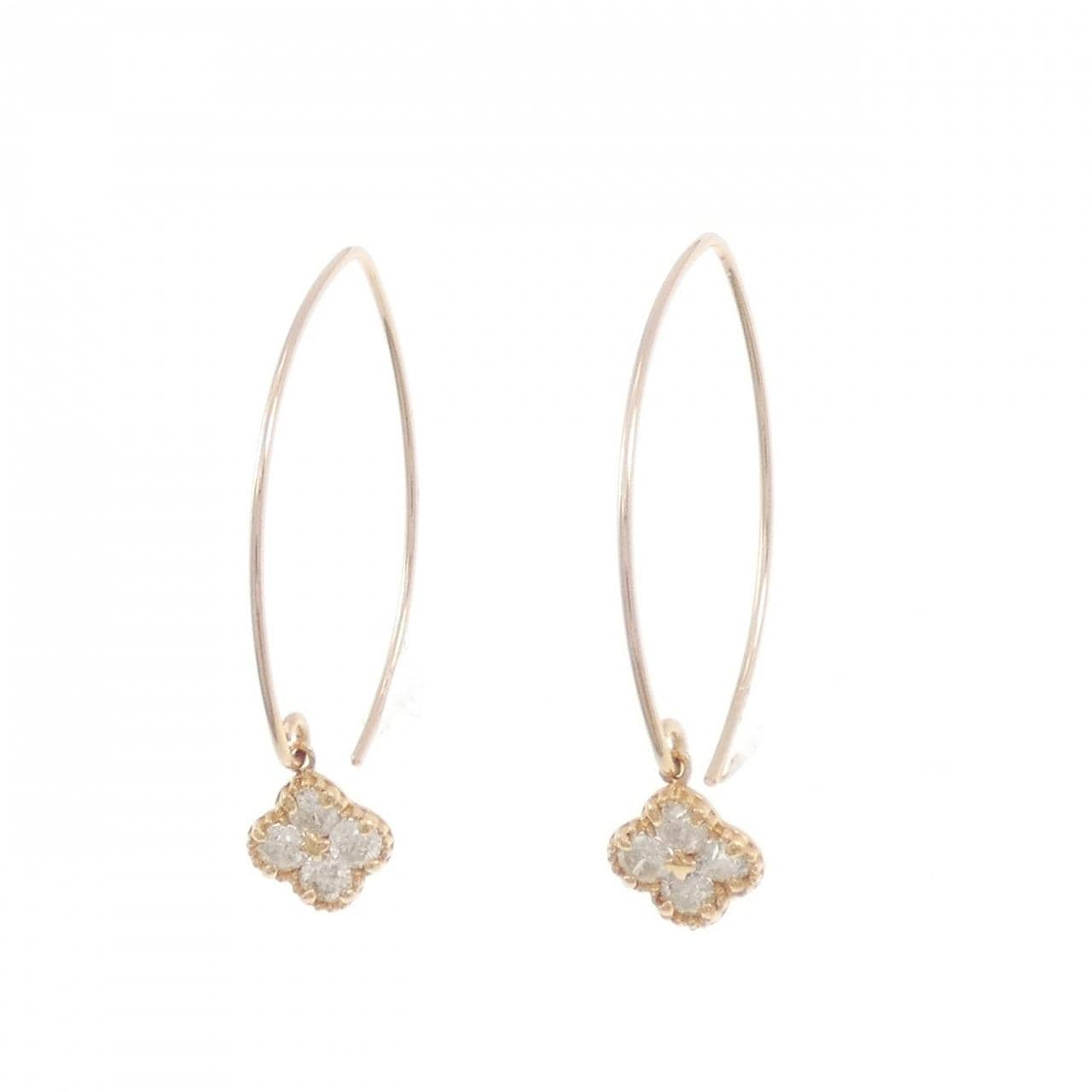 K18PG フラワー ダイヤモンド ピアス 0.42CT
