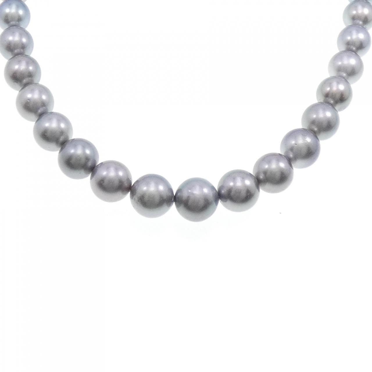 Silver clasp black pearl necklace 8-11.5mm