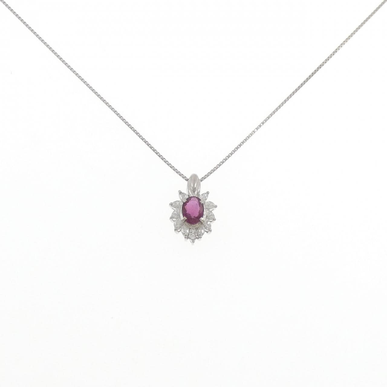 PT900/PT850 ルビー ネックレス 0.77CT