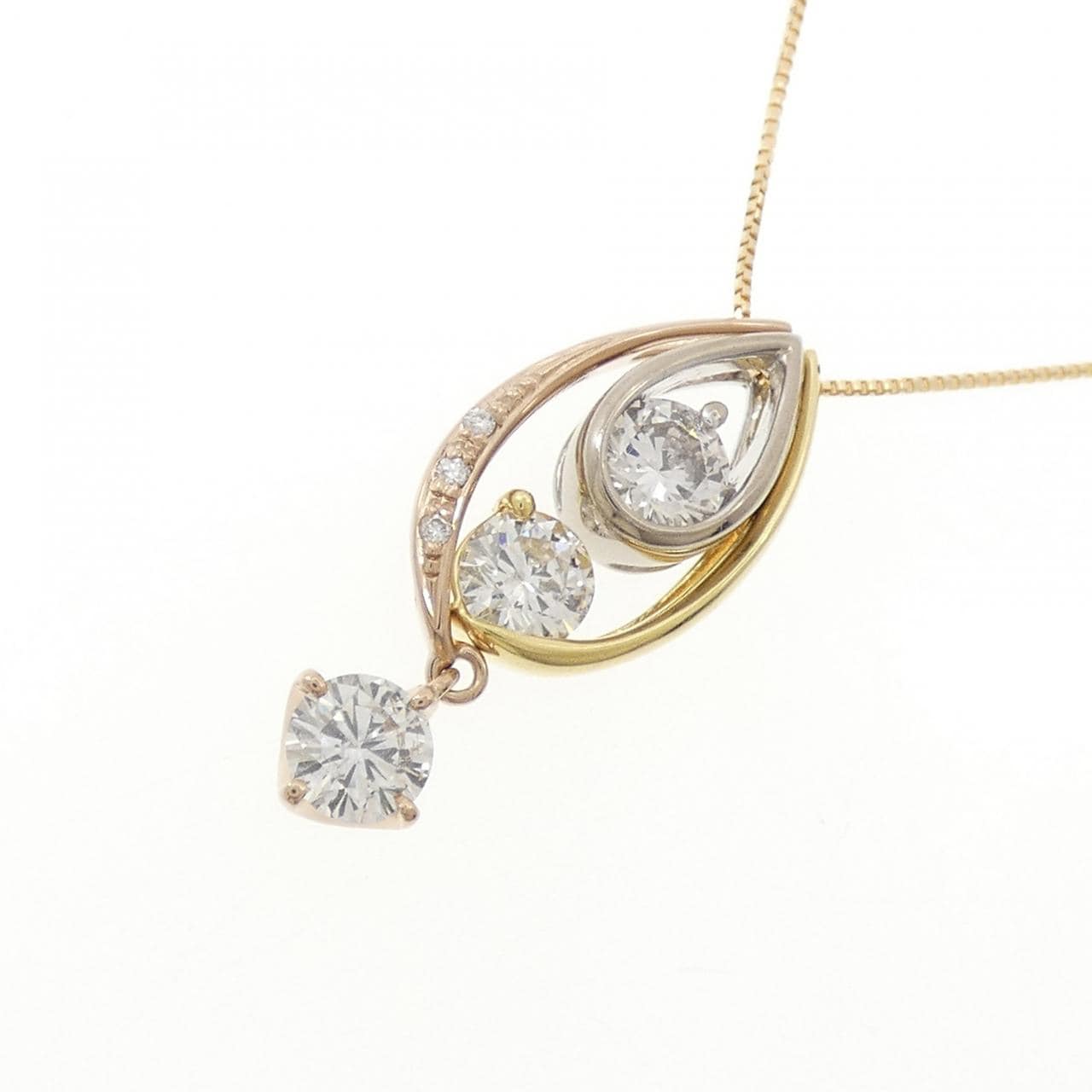 K18スリーカラー 2WAY ダイヤモンド ネックレス 1.00CT