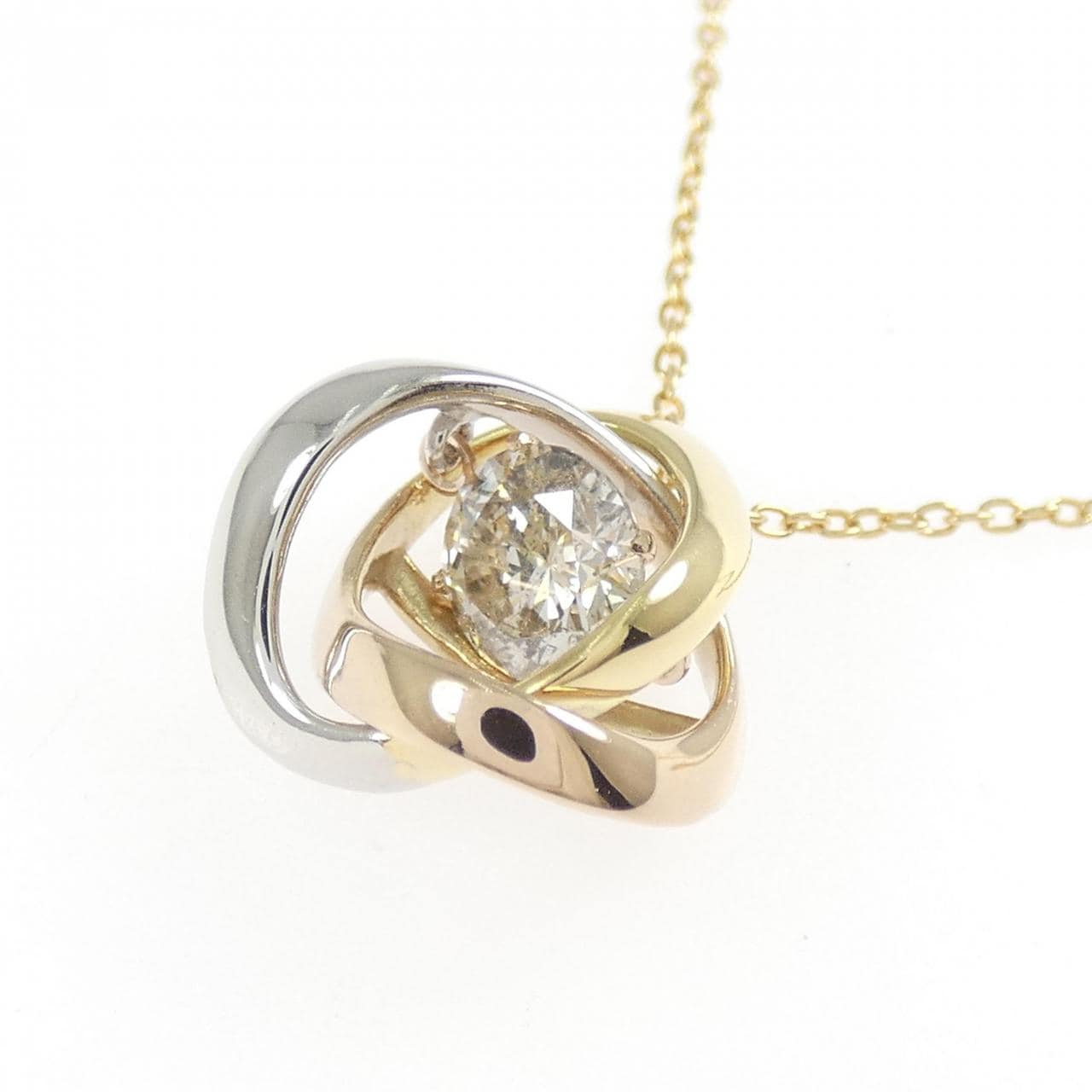 K18YG/PT950/K18PG ダイヤモンド ネックレス 0.50CT