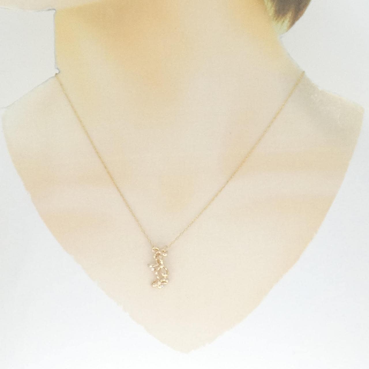K18PG リボン ダイヤモンド ネックレス 0.01CT