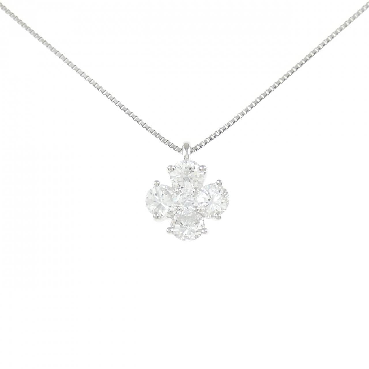 PT900/PT850 フラワー ダイヤモンド ネックレス 1.00CT