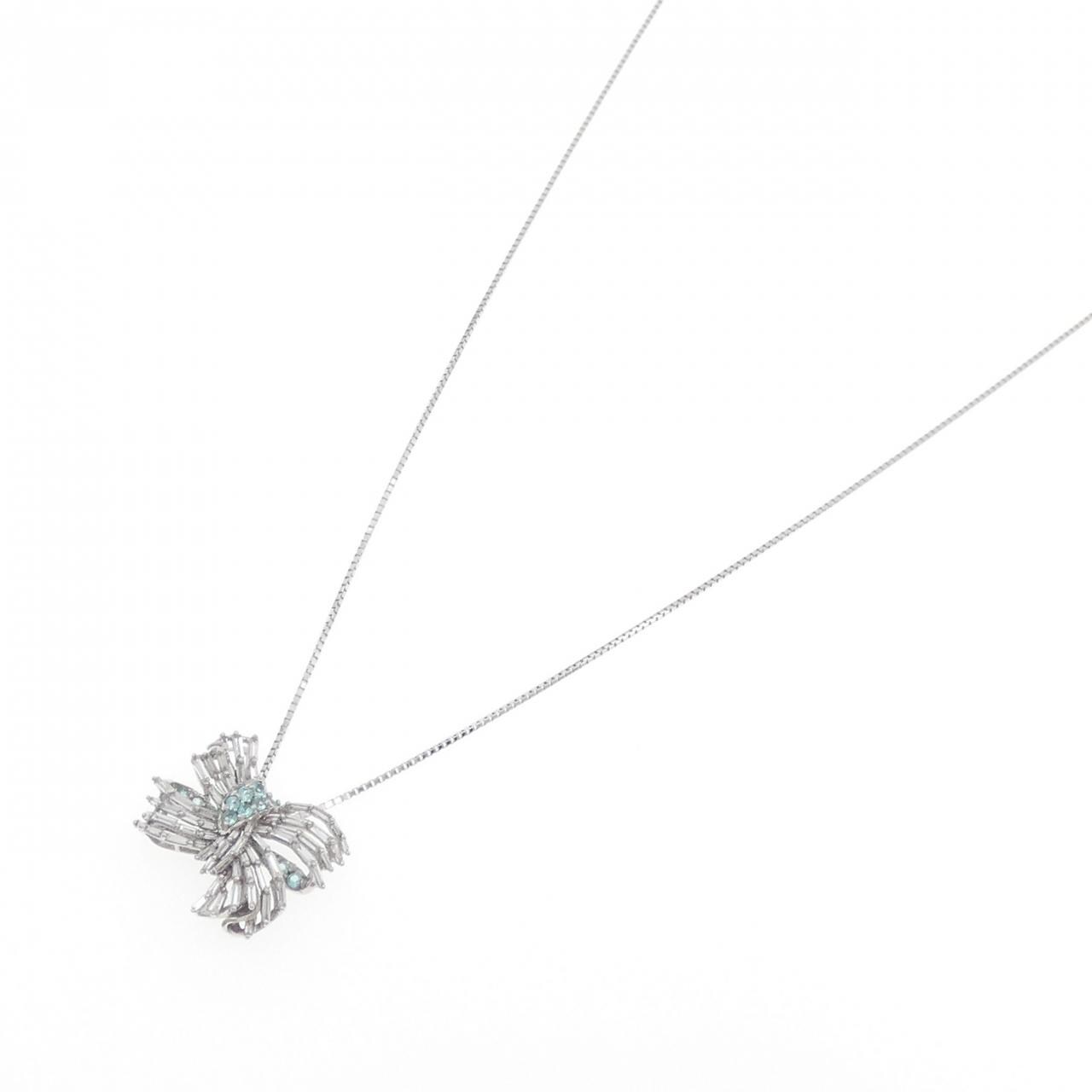 K18WG リボン トルマリン ネックレス 0.12CT