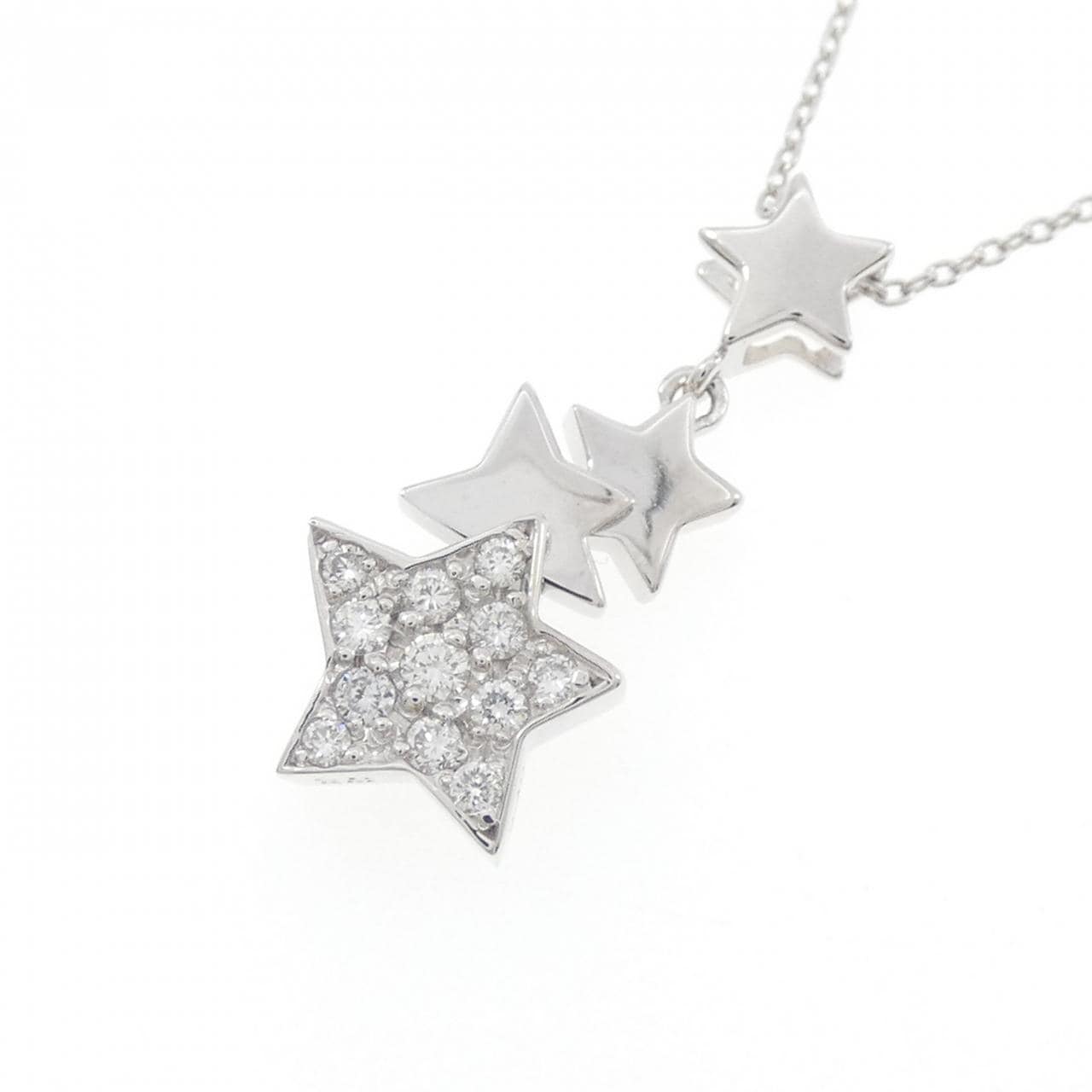 K18WG スター ダイヤモンド ネックレス 0.20CT