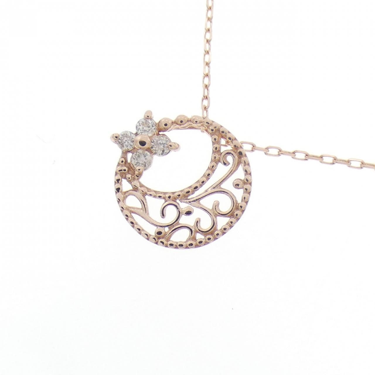 K10PG Flower Diamond Necklace 0.02CT