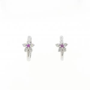 K18WG フラワー サファイヤ ピアス