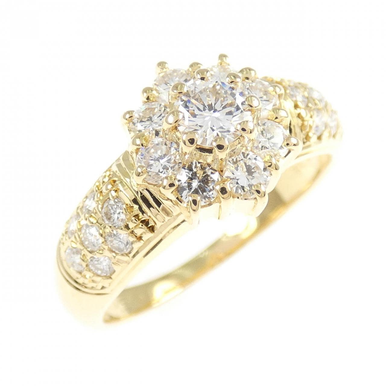 K18YG フラワー ダイヤモンド リング 0.20CT