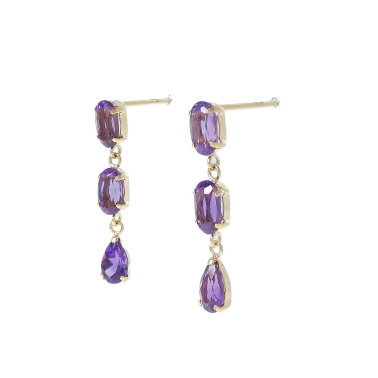 K18YG アメジスト ピアス 1.60CT