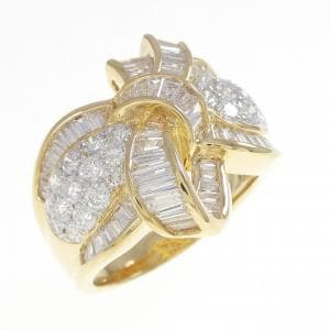 K18YG/K18WG リボン ダイヤモンド リング 2.96CT