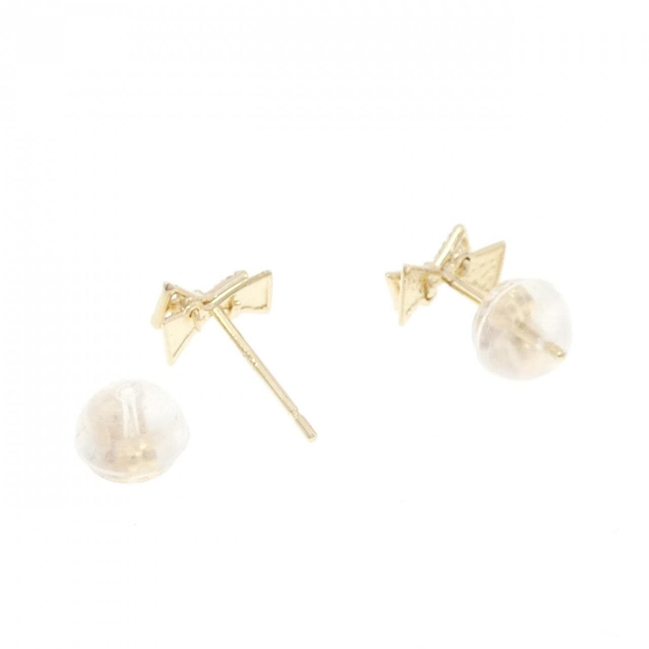 10KYG/K10YG リボン キュービック ピアス