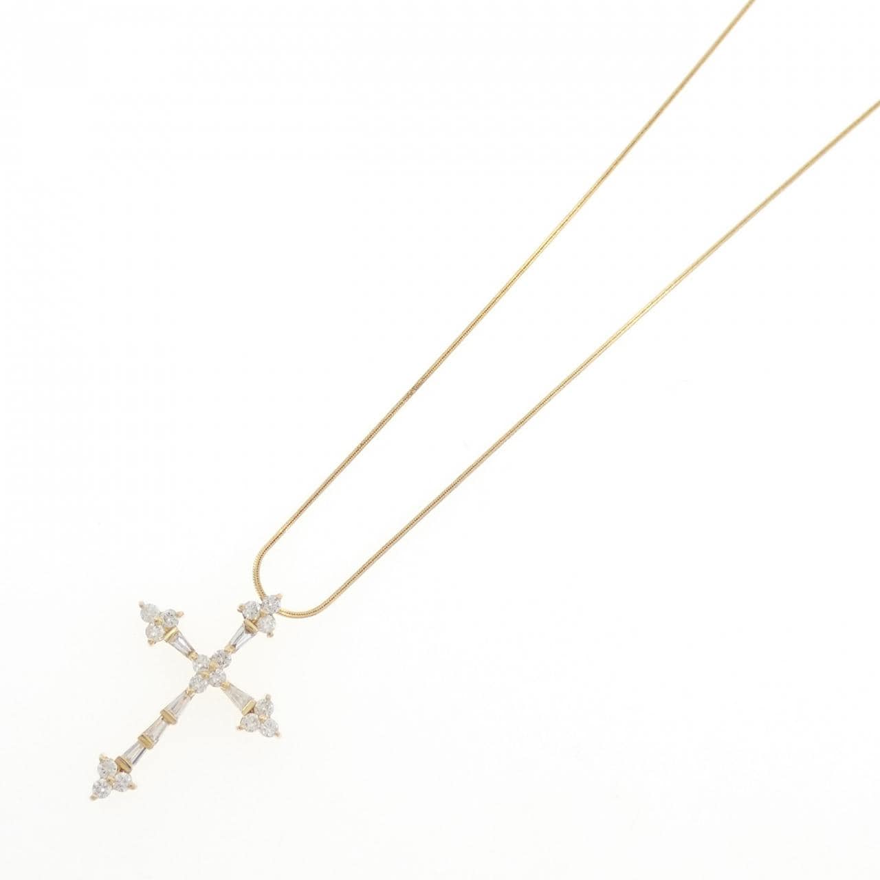 K18YG/750YG クロス ダイヤモンド ネックレス 1.00CT