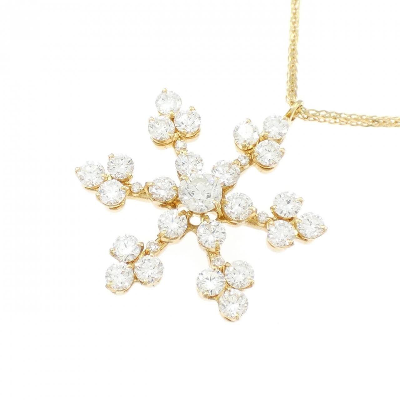 K18YG スノーフレーク ダイヤモンド ネックレス 1.50CT