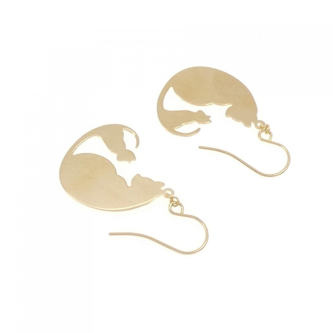 K18YG cat earrings