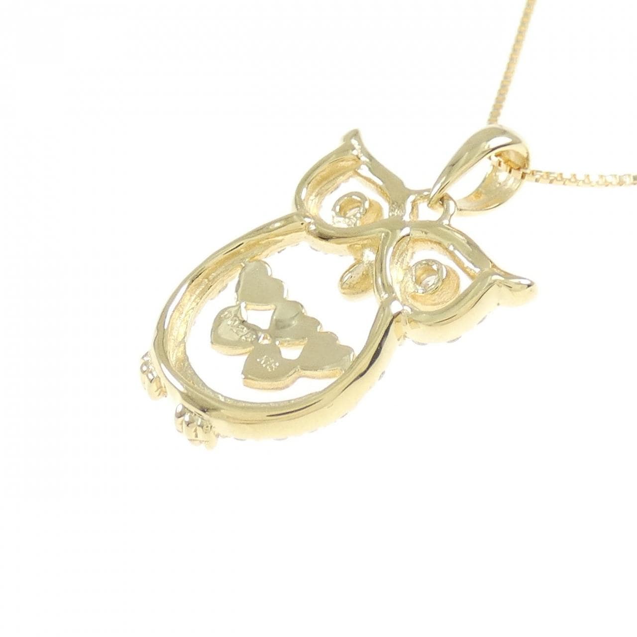 K18YG フクロウ ダイヤモンド ネックレス 0.25CT