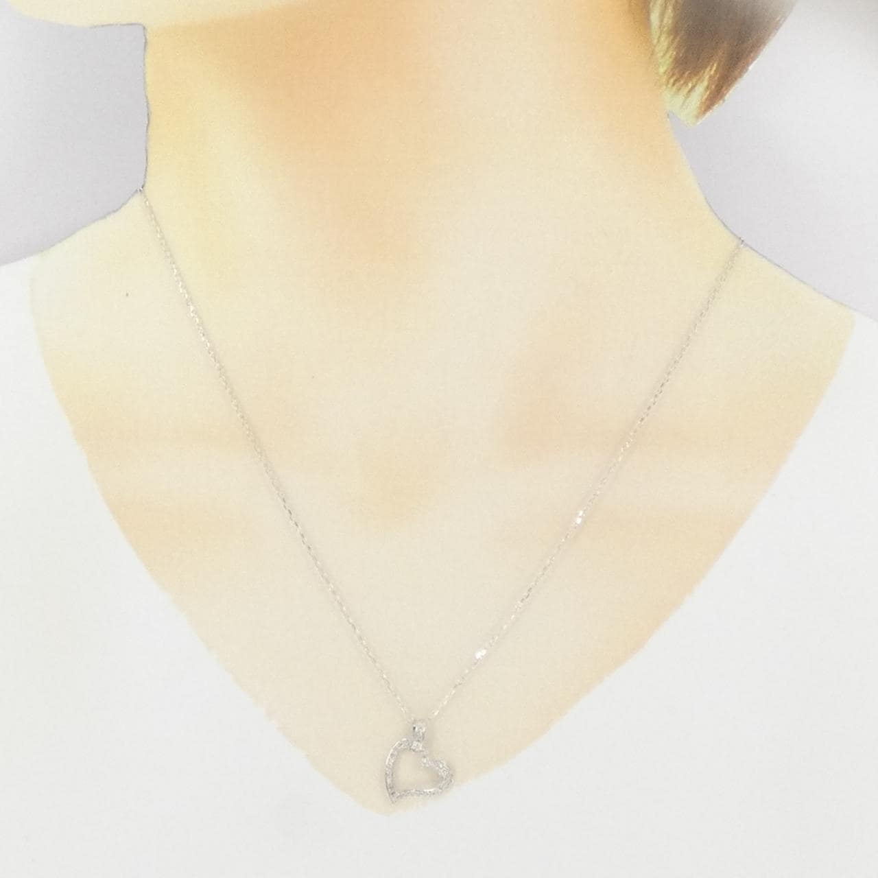 K18WG ハート ダイヤモンド ネックレス 0.20CT