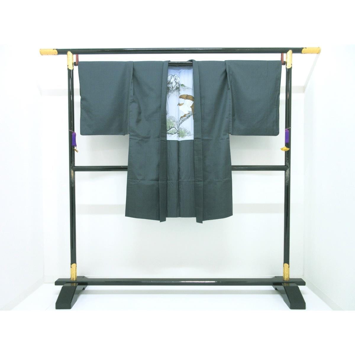 男物　紬織　きもの・羽織・長襦袢　３点セット