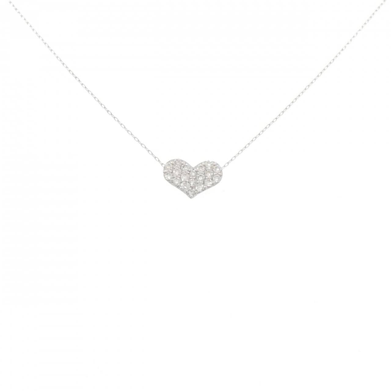 K18WG パヴェ ハート ダイヤモンド ネックレス 0.20CT