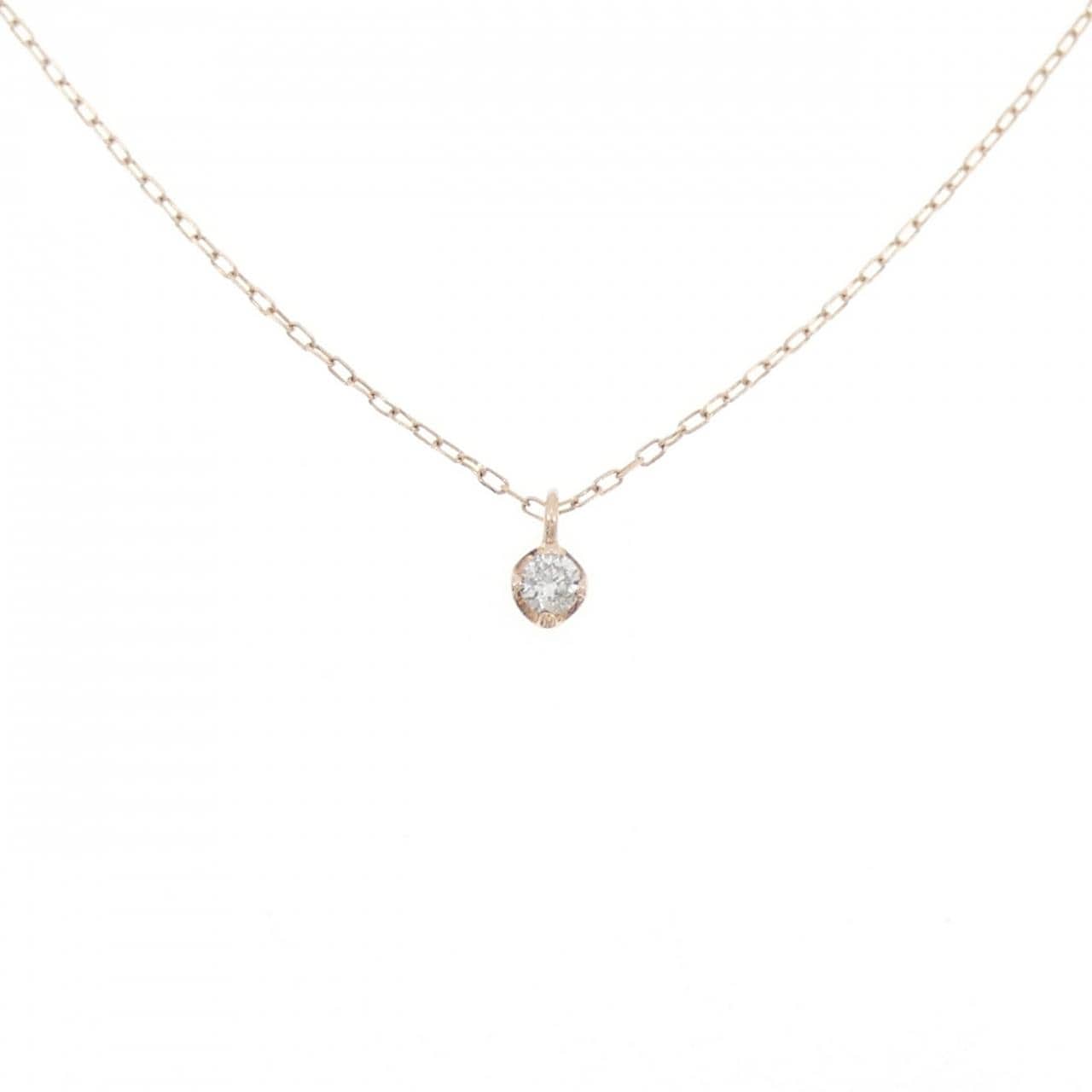 K10PG ソリティア ダイヤモンド ネックレス 0.03CT