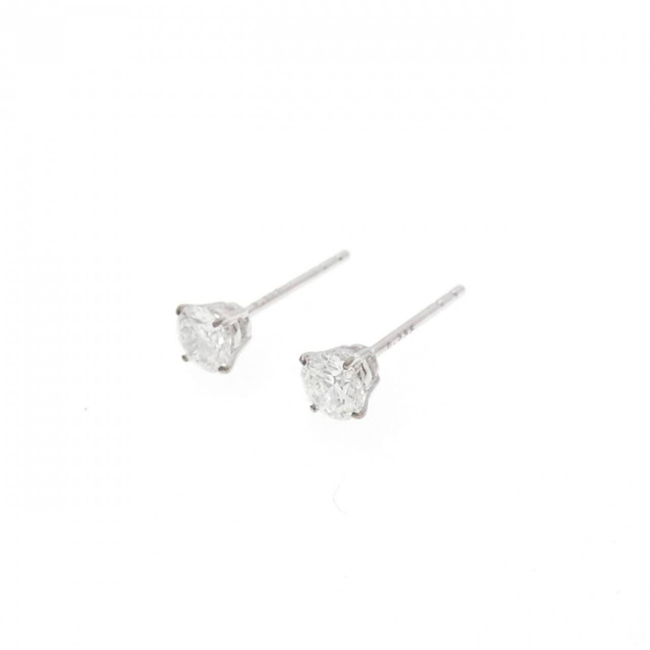 K18WG ソリティア ダイヤモンド ピアス 0.673CT