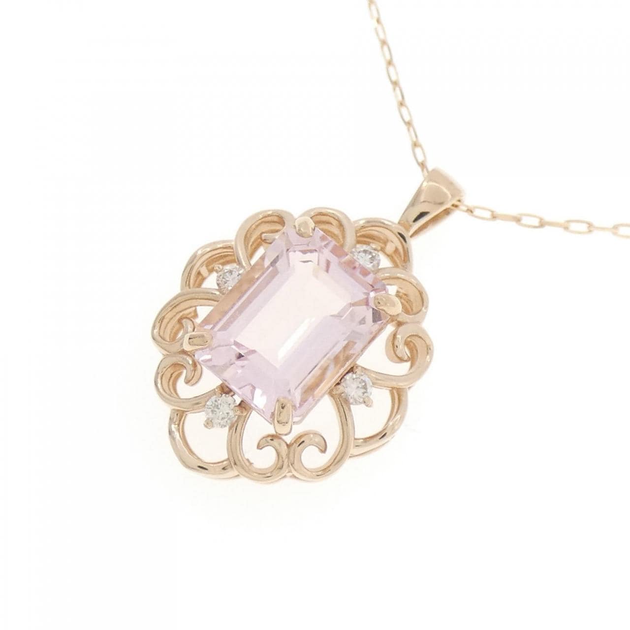 [BRAND NEW] K18PG Morganite Necklace 2.10CT