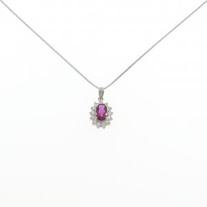 PT900/PT850 ルビー ネックレス 0.75CT