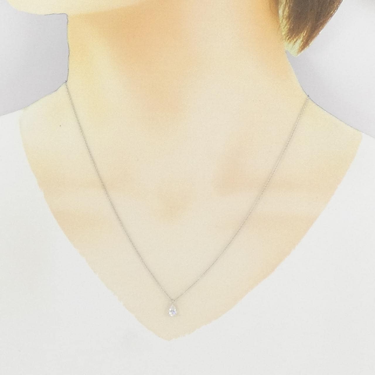 【リメイク】PT900/PT850 ダイヤモンド ネックレス 0.310CT D VS2 ペアシェイプ