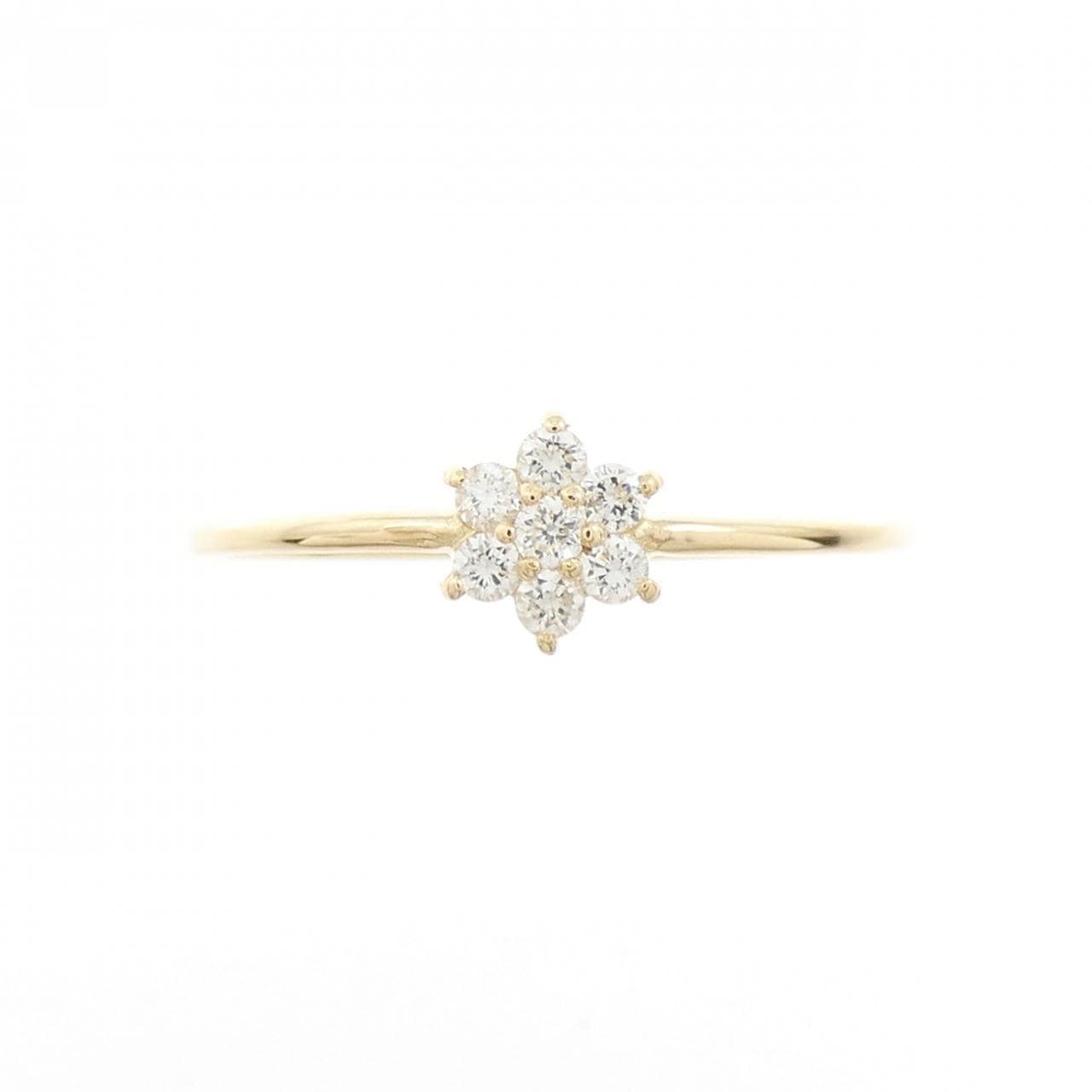 【リメイク】K18YG フラワー ダイヤモンド リング 0.10CT