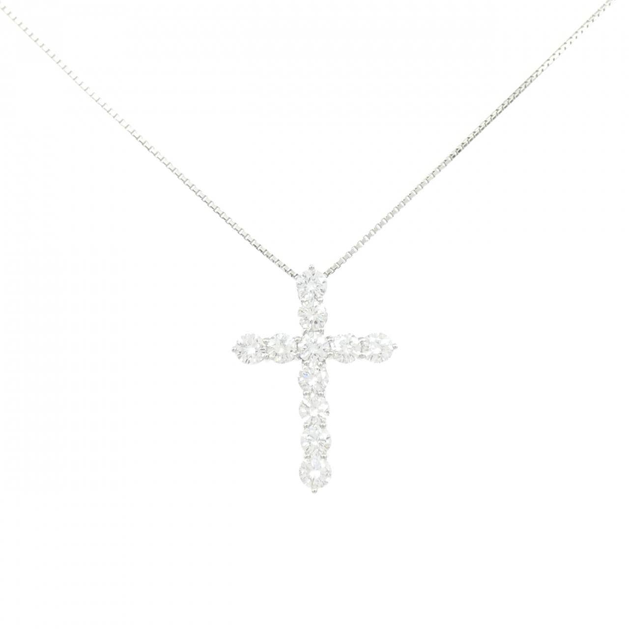 【新品】PT900/PT850 クロス ダイヤモンド ネックレス 2.270CT E VS2 VG