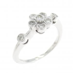 750WG フラワー ダイヤモンド リング 0.15CT