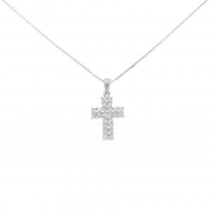 K18WG クロス ダイヤモンド ネックレス 0.50CT
