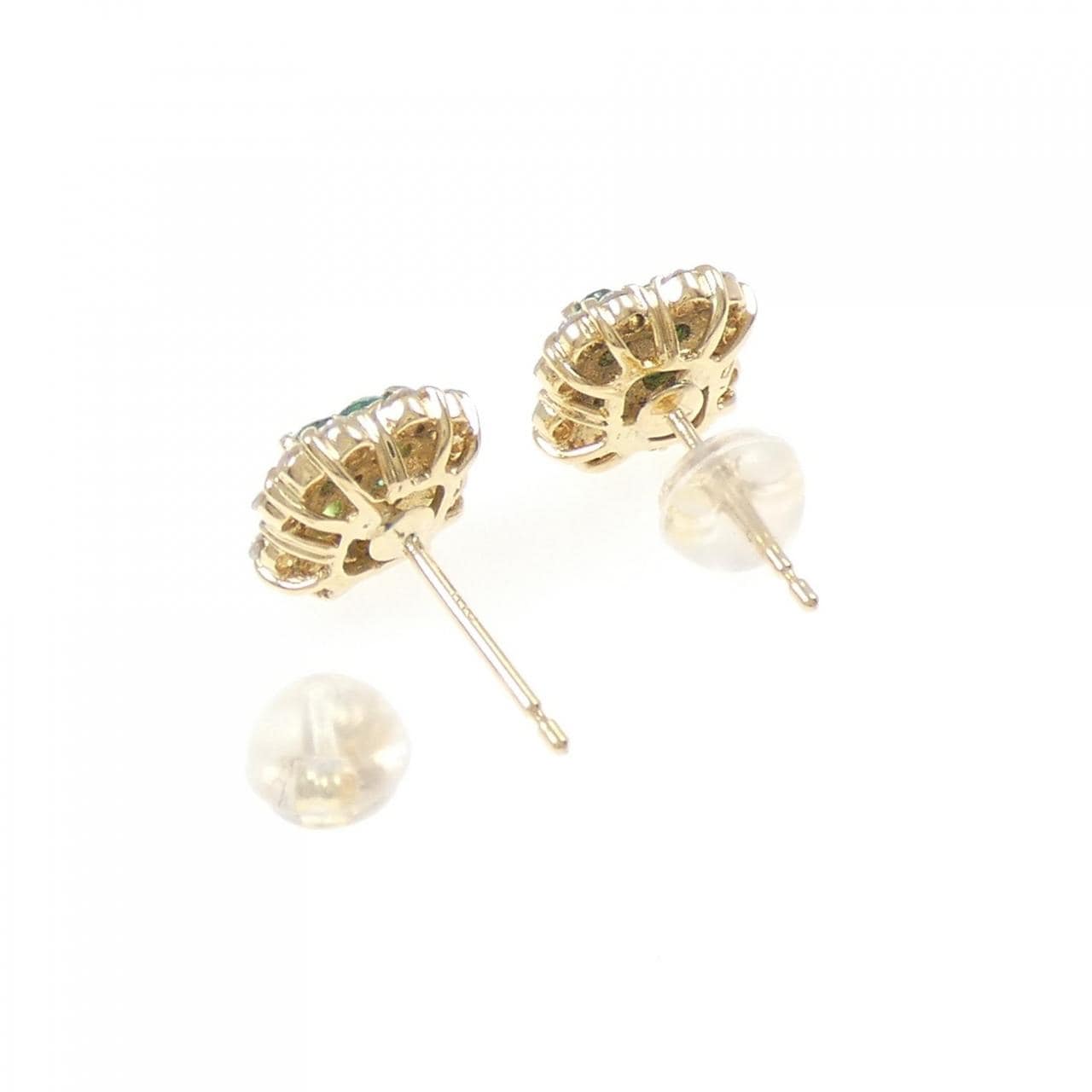 K18YG フラワー エメラルド ピアス