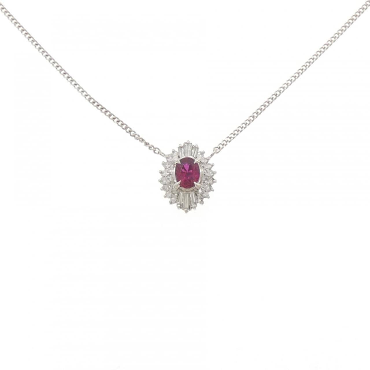 PT900/PT850 ルビー ネックレス 0.54CT