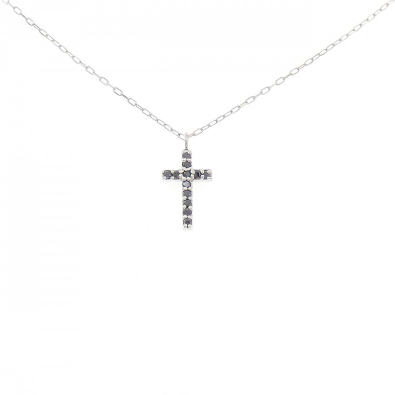 K10WG クロス ダイヤモンド ネックレス 0.08CT