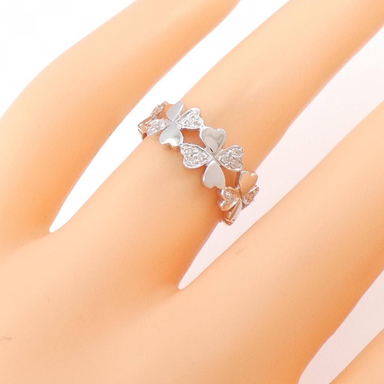K18WG Clover Diamond Ring 0.09CT