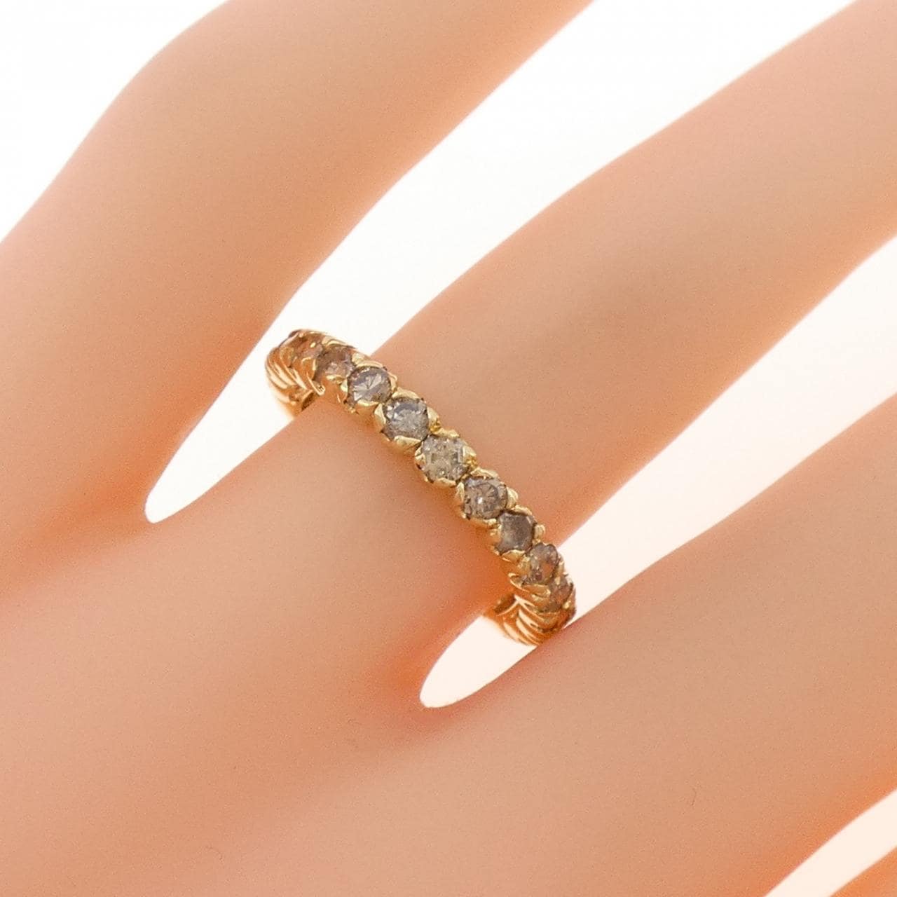 K18YG ハーフエタニティ ダイヤモンド リング 1.0CT