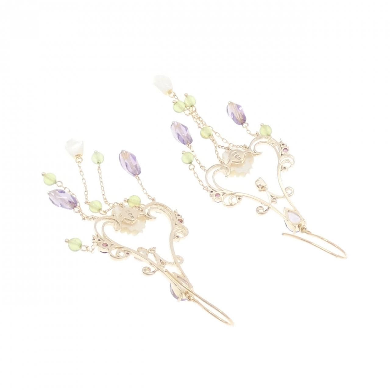 テイクアップ フラワー カラーストーン ピアス