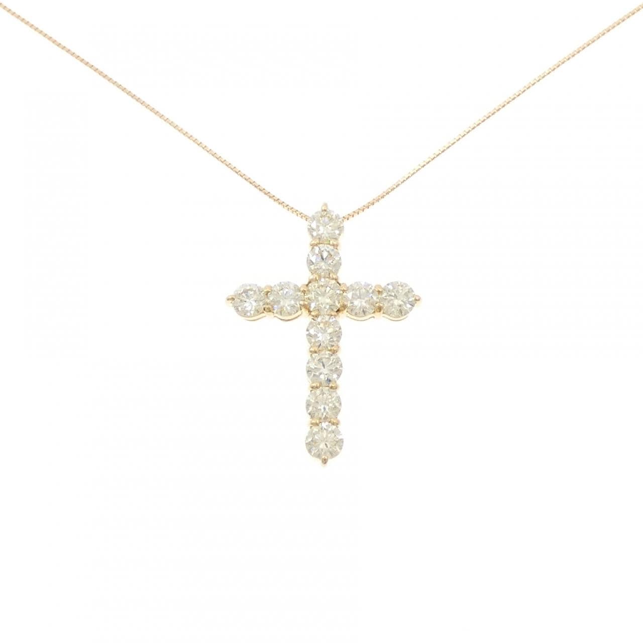 K18YG Cross Diamond Necklace 3.503CT