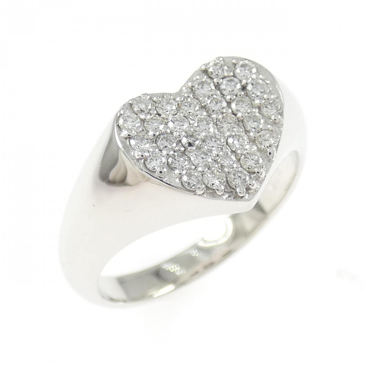 K18WG ハート パヴェ ダイヤモンド リング 0.3CT