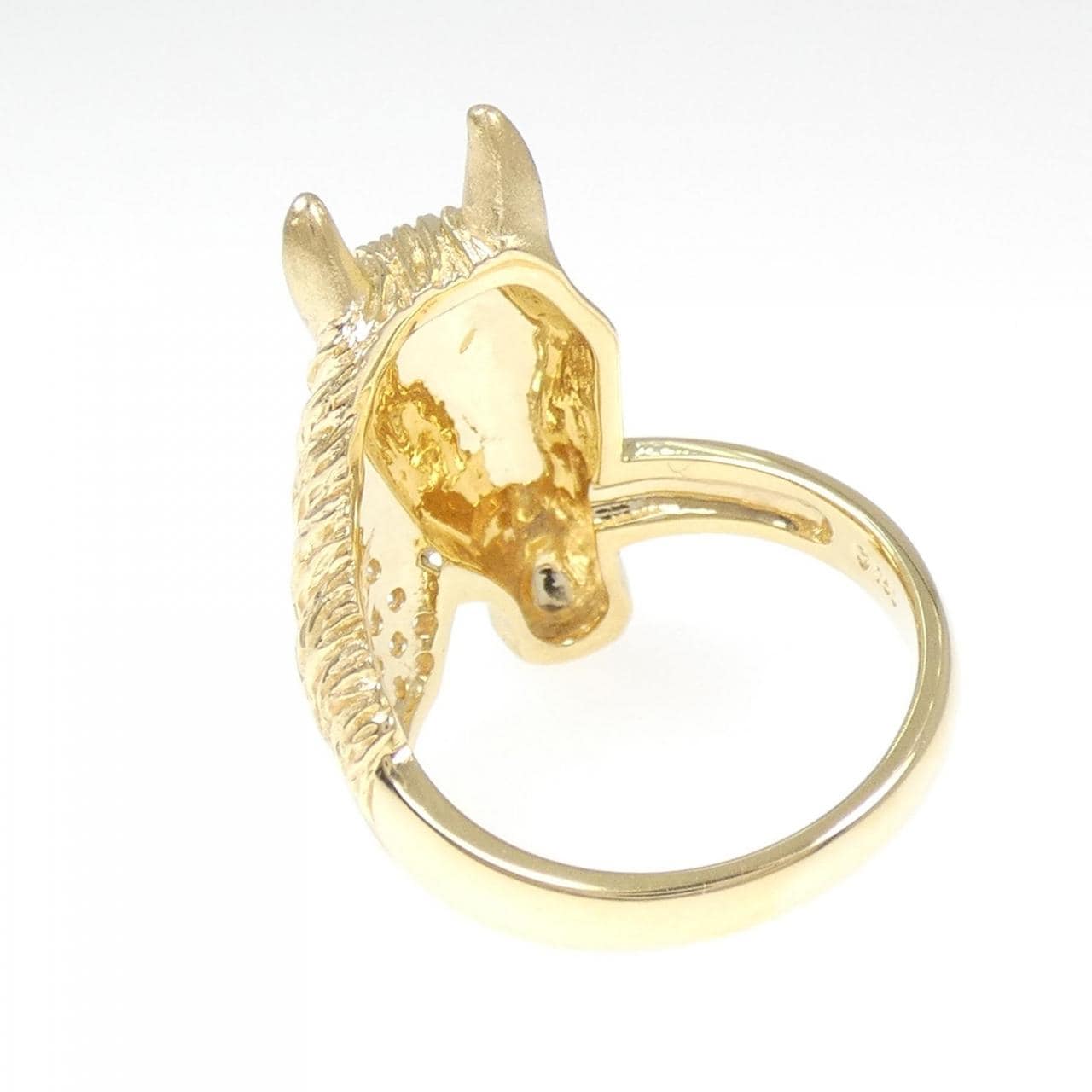 750YG ホース ダイヤモンド リング 0.12CT