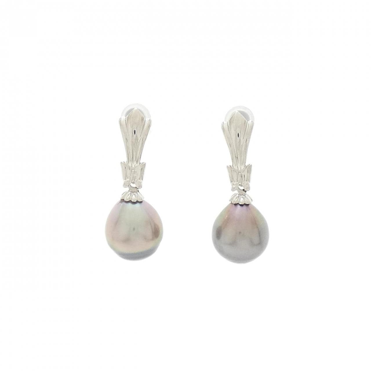 K14WG Black Pearl Earrings 10.5mm