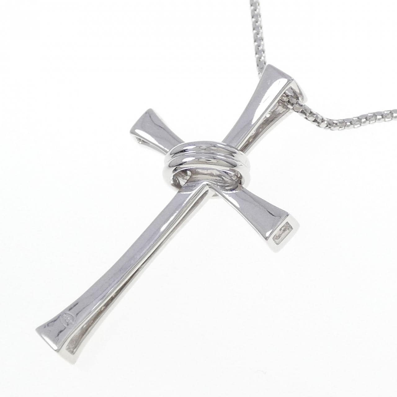 K18WG クロス ダイヤモンド ネックレス 0.45CT