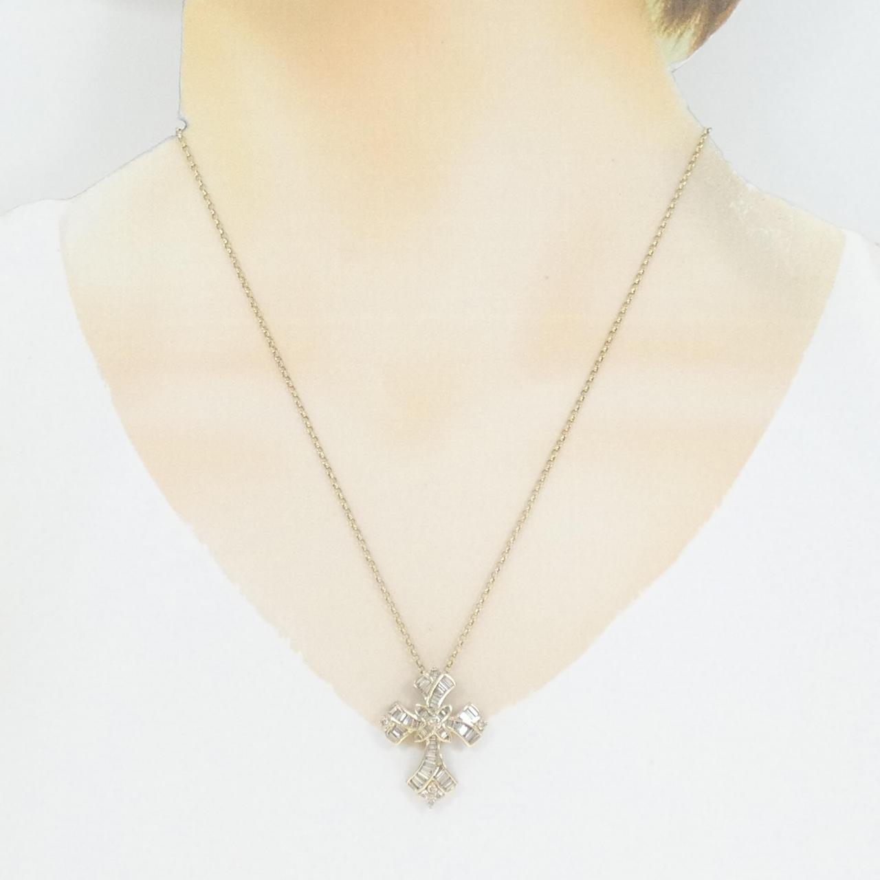K18YG クロス ダイヤモンド ネックレス 0.90CT