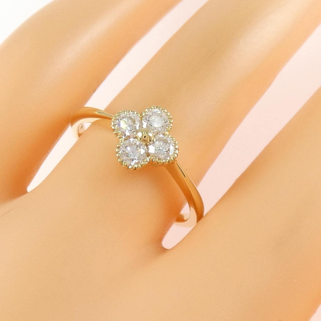 K18YG フラワー ダイヤモンド リング 0.518CT