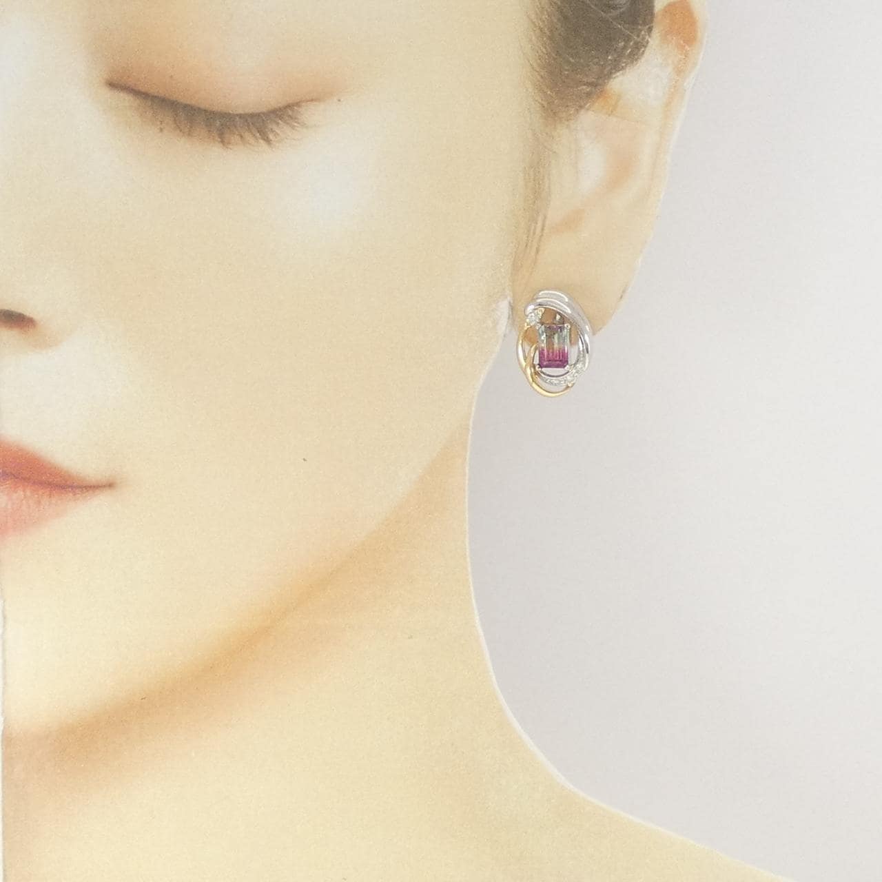 K18YG/PT トルマリン ピアス 2.36CT