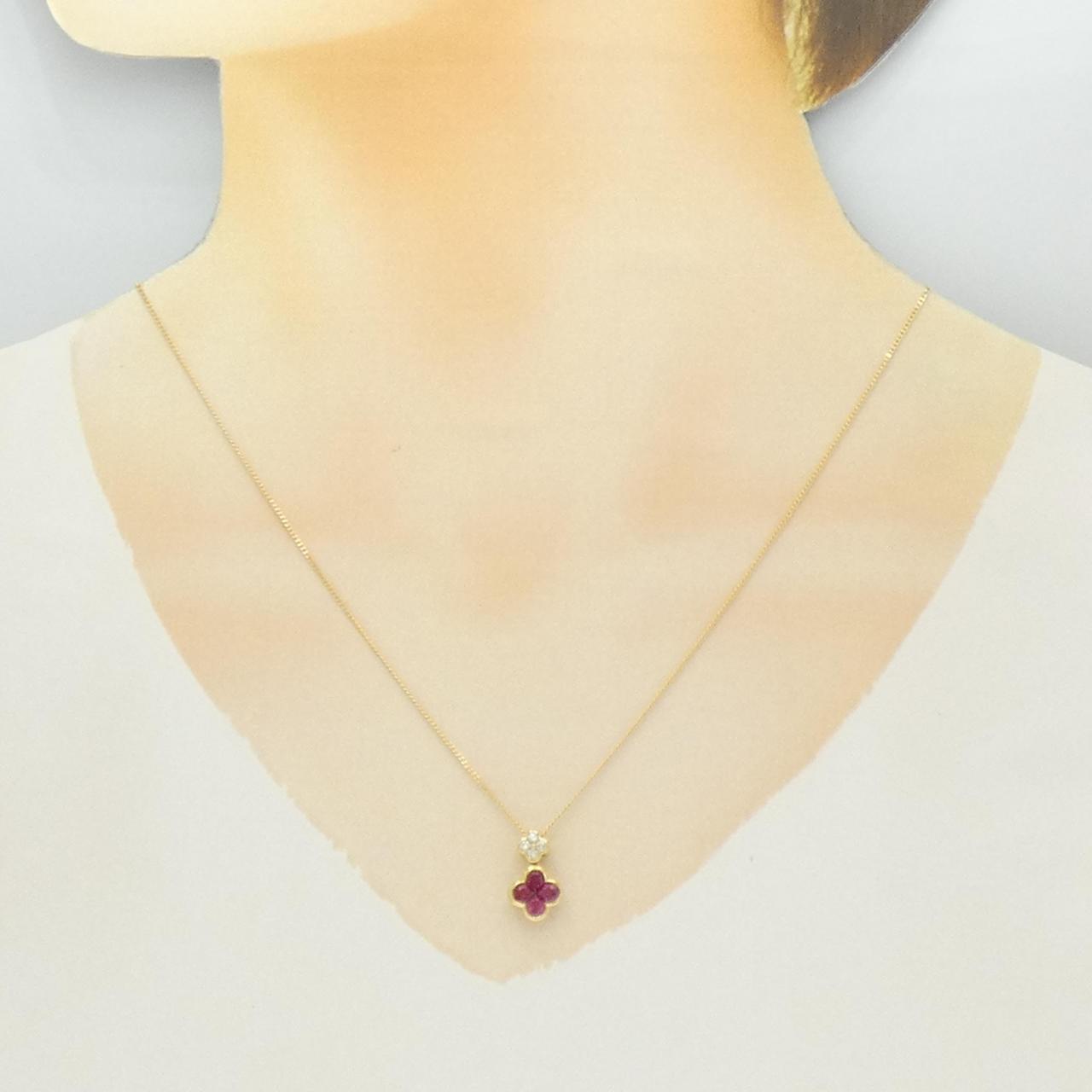 K18YG ルビー ネックレス 0.79CT