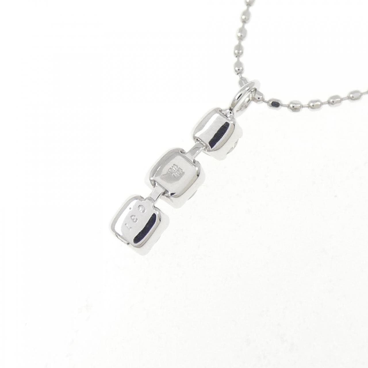 K18WG スリーストーン ダイヤモンド ネックレス 0.31CT