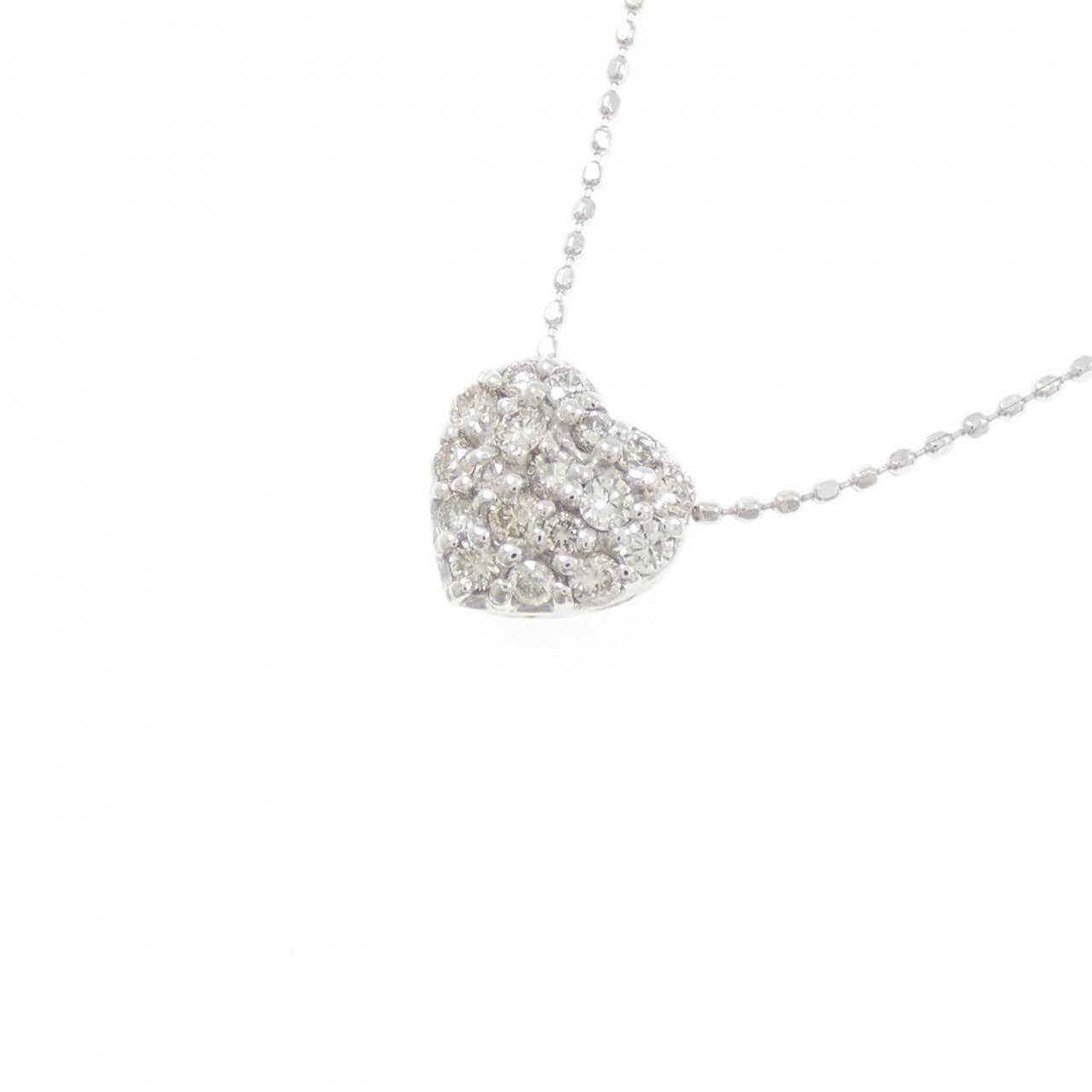 K18WG パヴェ ハート ダイヤモンド ネックレス 0.30CT
