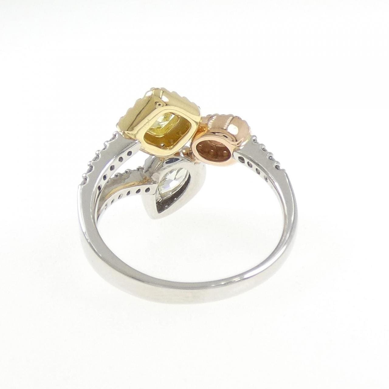 PT900/K18YG/K18PG ダイヤモンド リング 0.144CT FOP SI1/FIY SI2 ファンシーカット